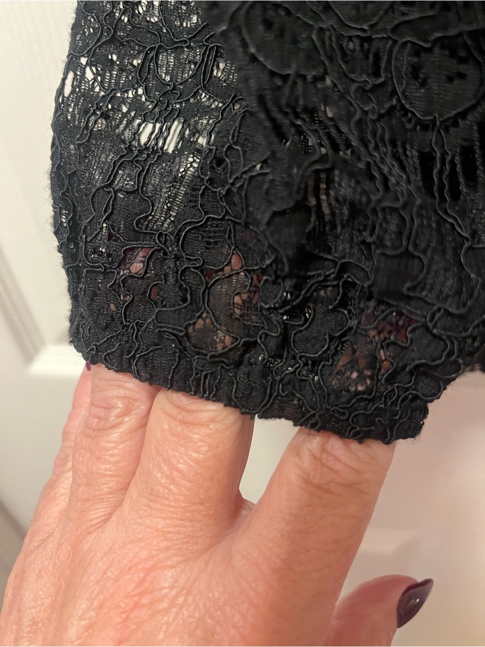 Monteau Los Angeles Black Lace Peplum Top Womens Sz M Lg Sleeve Romantic Blouse - Picture 3 of 10